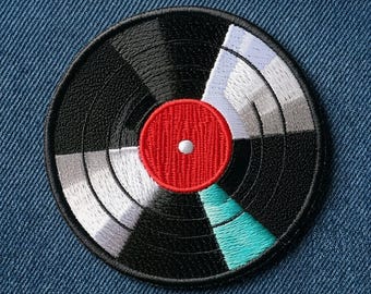 Retro Vinyl Record Iron On Patch - Music Lover Embroidered Badge - Vintage LP Disc Applique for Denim Jackets, Backpacks, Record Bags