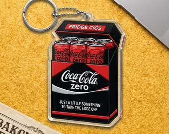 Fridge Cigs Humorous Acrylic Charm - Coke Zero Aesthetic Keyring - Quirky Pop Culture Gift