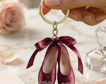 Personalized Ballet Shoes Acryli9c Keychain, Custom Ballerina Recital Gift, Shoe Keyring with Name and Date, Ballet Dancer Graduation Gift