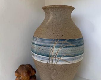 Vintage J. Gasser Studio Pottery Vase (1994)| Hand-Thrown Coastal Grass Vase