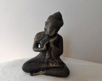 Vintage Heavy Cast Bronze Thai Buddha Statue