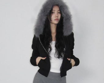 Fur Trim Zip-Up Jacket
