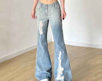 Jeans a zampa d'elefante azzurri Y2K