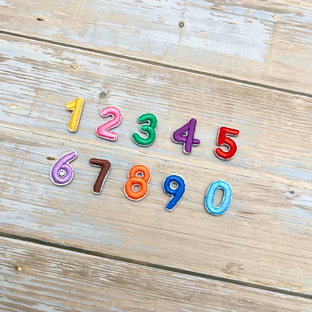 Mini Color Number Iron-on Patches (0.3"x0.5”)｜tiny Embroidered Numbers ...