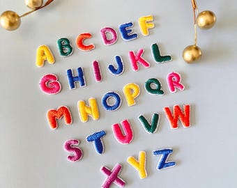 Mini Color Alphabet Iron-on Patches (0.4”)｜Tiny Embroidered Letters｜DIY Craft & Personalization Appliqués