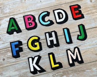 Colorful Embroidered Block Letter Iron-on Patch (~1.5")｜3D Shadow Alphabet Patch｜DIY Initials Appliqués｜Party Favor｜Back to School Gifts