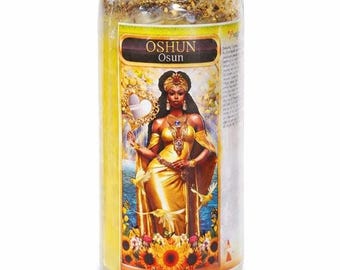 Osun (Oshun) 4-Inch Ritual Candle for Love, Sweetness, Self-Love, Attraction, Prosperity and Petitions for Fertility