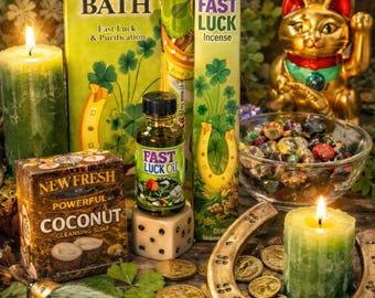 7-Day Fast Luck Ritual Kit (Spiritual Bath, Bar Soap, Oil, Candle and Incense)