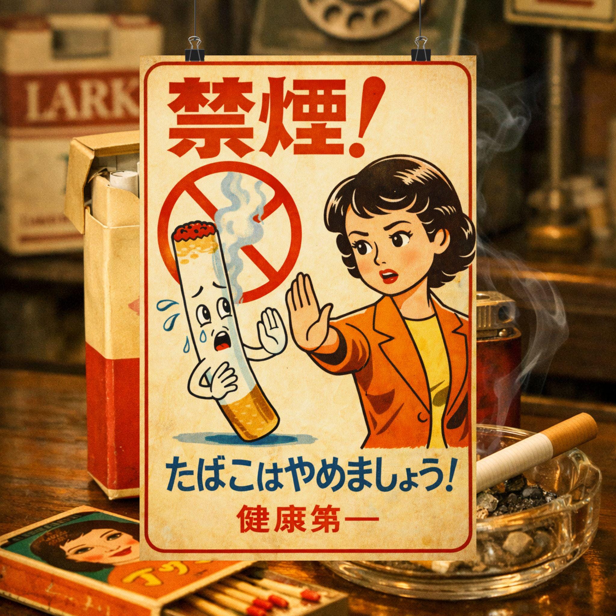 Anti smoking poster - Etsy 日本
