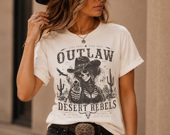 Outlaw Desert Rebels Shirt Comfort Colors 1717 Vintage Western Cowgirl Graphic Tee Country Concert Shirt
