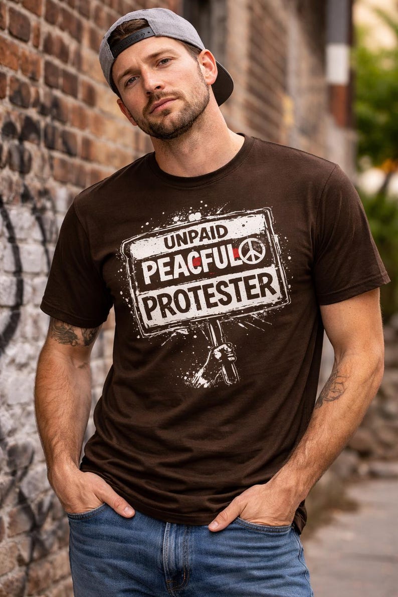 Onbetaald T-shirt Peaceful Protester, cadeau activist statement, T-shirt politiek protest, shirt Social Justice Movement afbeelding 3