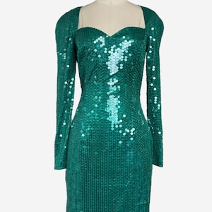 Long Sleeve Green Sequin Dress - Etsy Long Sleeve Green Sequin Dress - Etsy
