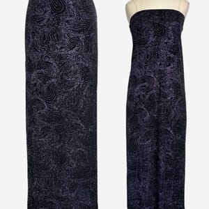 Vintage 90s Bari Jay Black purple glitter paisley swirl maxi skirt tube dress XS