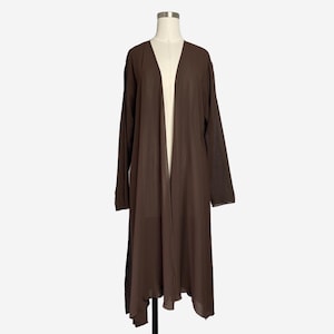 Vintage 90s Dinah Lee Brown open front split back abaya kimono duster boho S/M