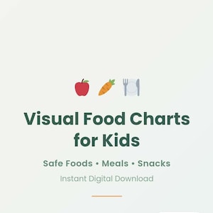 Food Visuelle Diagramme für Kinder | Frühstücks- und Abendkarte | Checkliste für sichere Lebensmittel | Druckbare digitale Datei