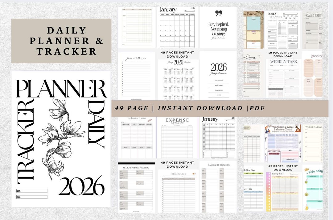 2026 Daily Planner Printable Bundle | Monthly Calendar, Medical Logs ...