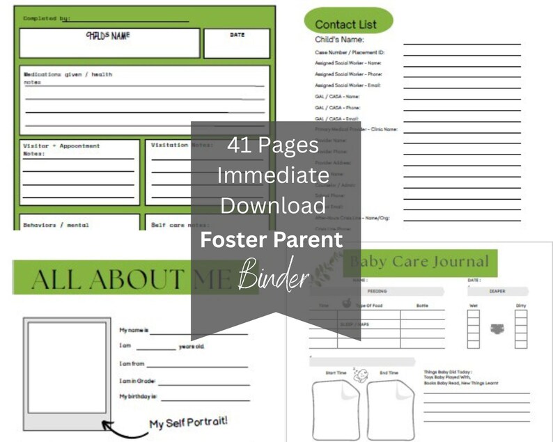 Foster Care Binder Printable, Foster Parent, Case Management Organizer ...