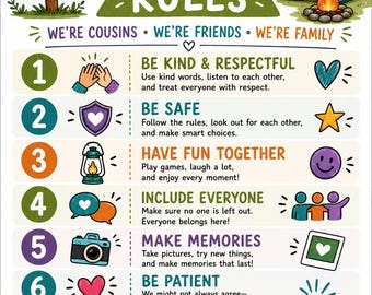 Cousin Camp Rules Sign | Family Summer Camp Wall Art (Digital Download)