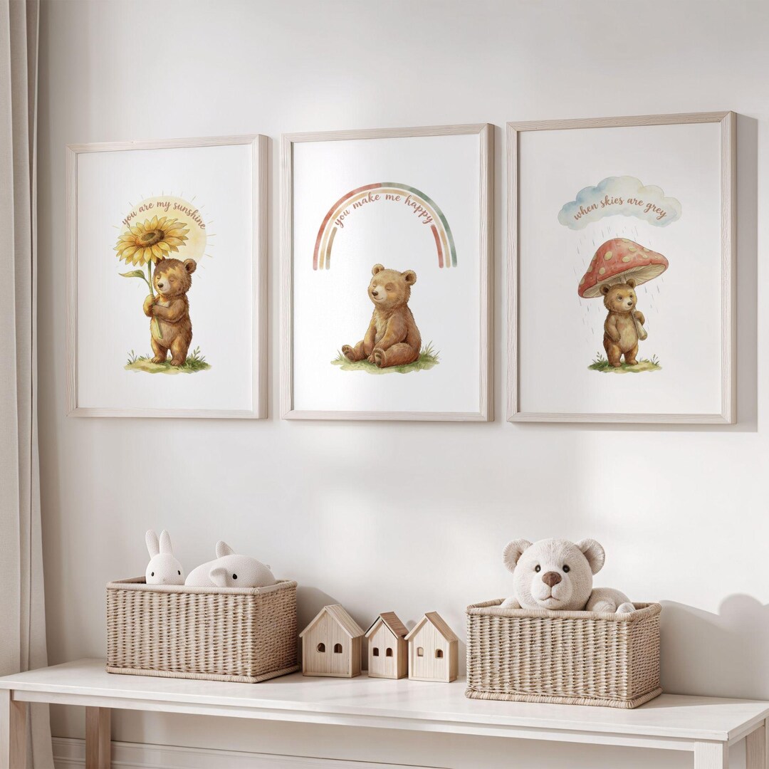You Are My Sunshine Nursery Print Set, Woodland Nursery Decor ...