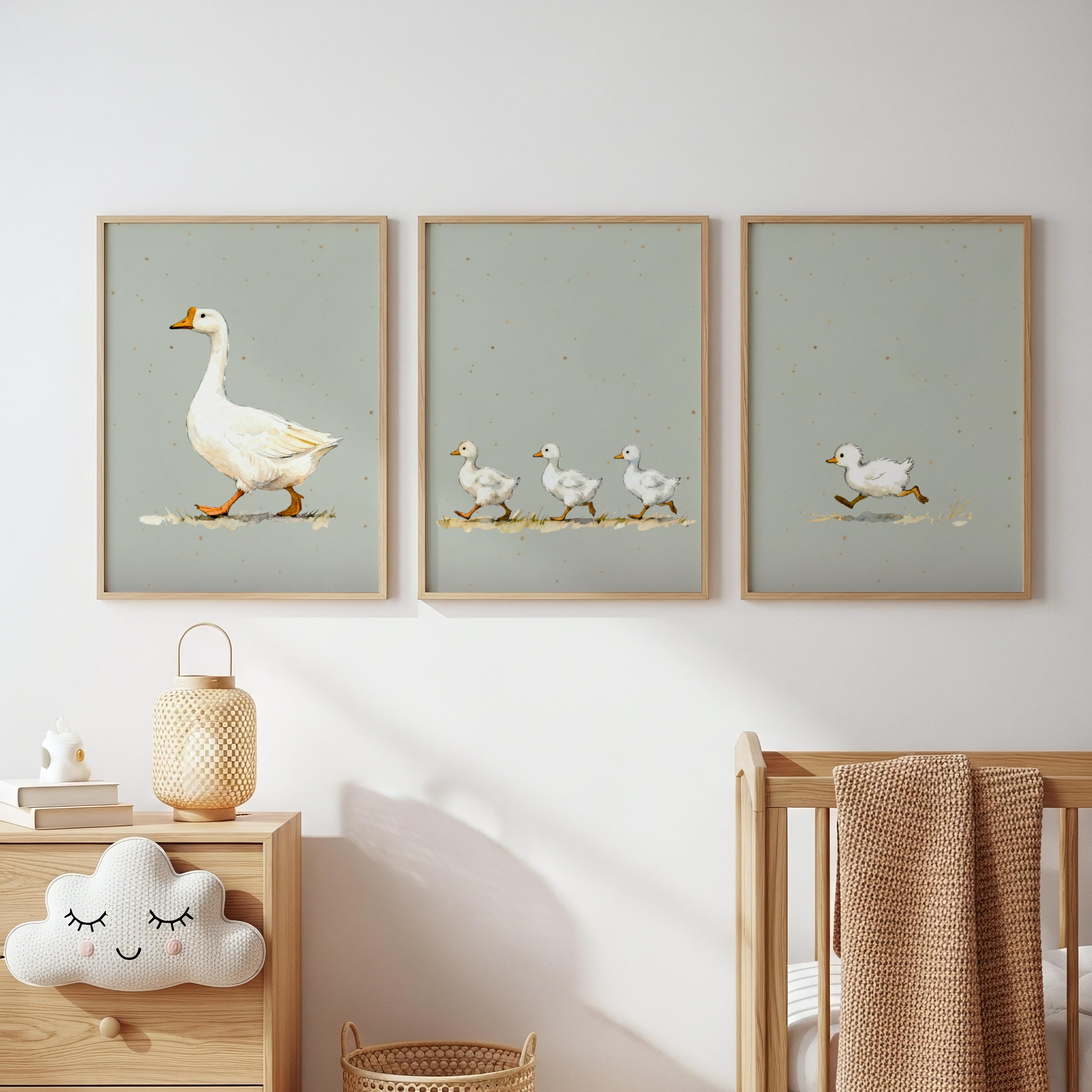 Mother Goose Nursery Wall Art Set of 3 | Watercolor Geese Print ...