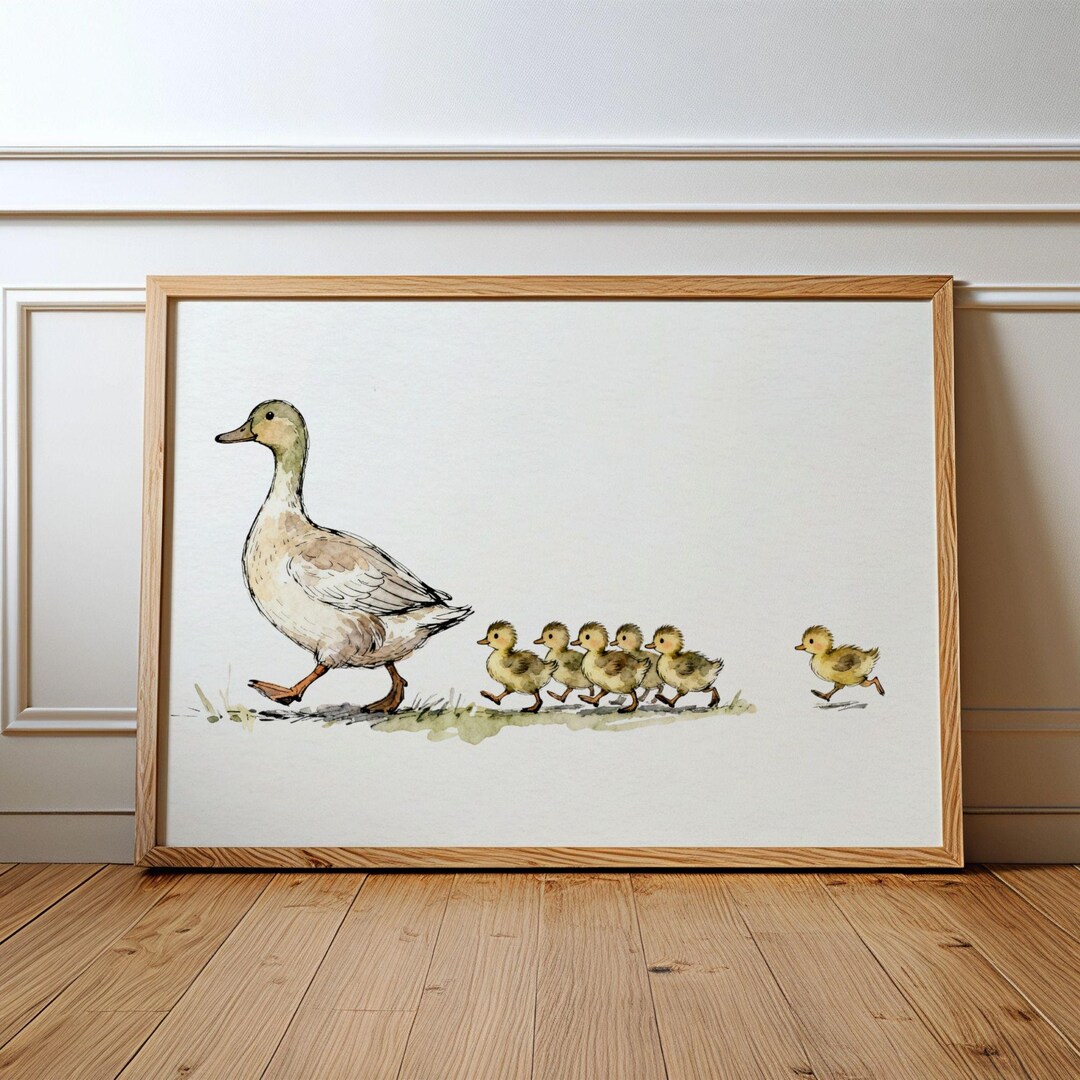 Duck Nursery Wall Art | Duckling Family Landscape Print | Farmhouse ...