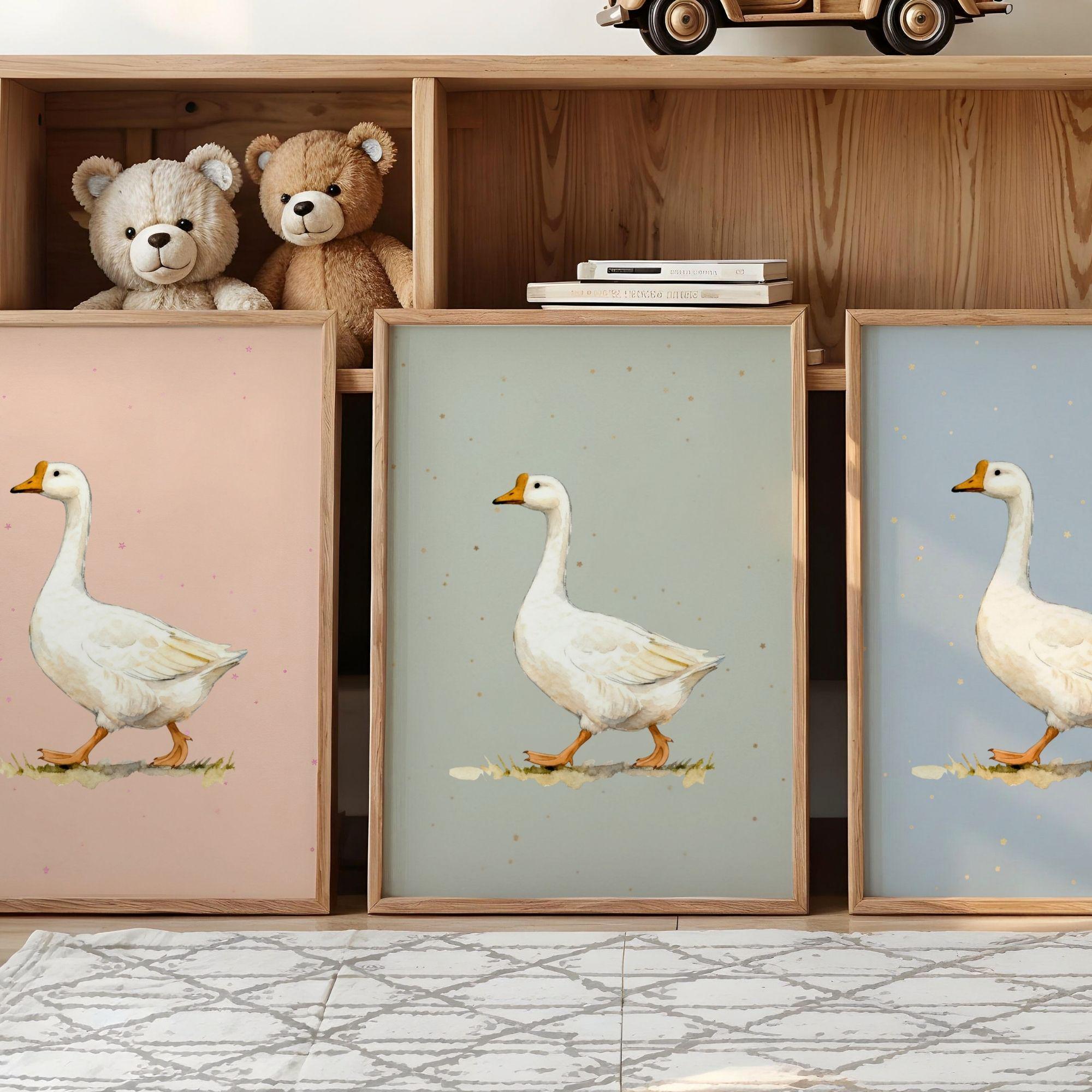 Mother Goose Nursery Wall Art Set of 3 | Watercolor Geese Print ...