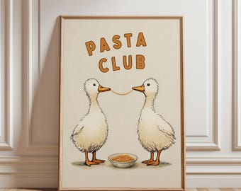 Pasta Kitchen Wall Art, Italian Food Poster, Quirky Dining Room Decor