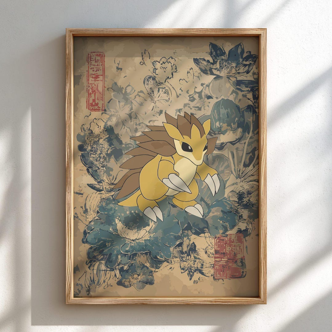 Pokemon 28 Sandslash Pokémon Art Print | Ground Type Wall Art | Spiky Armadillo ...