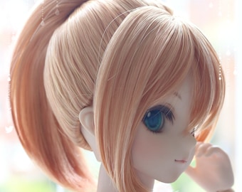 Peluca KK DollfieDream DD SD BJD de 20 a 23 cm con cola de caballo [Nuevo color añadido en abril de 2024]