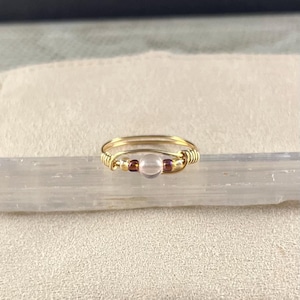 Rose Quartz Ring • Handmade Gold Tone Jewelry