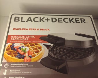 NEW-BLACK+DECKER WMB500 Piastra per waffle tradizionale in stile belga, in acciaio inossidabile