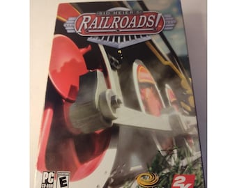 ¡Los ferrocarriles de Sid Meier! 2006 PC, juego de magnate de trenes, construcción de mundos, caja completa en caja (NTSC), caja mediana.