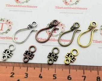 16 pairs per pack 23x11mm Medium Fish Hook Clasp Antique Silver, Copper, Bronze or Gold Lead Free Pewter.