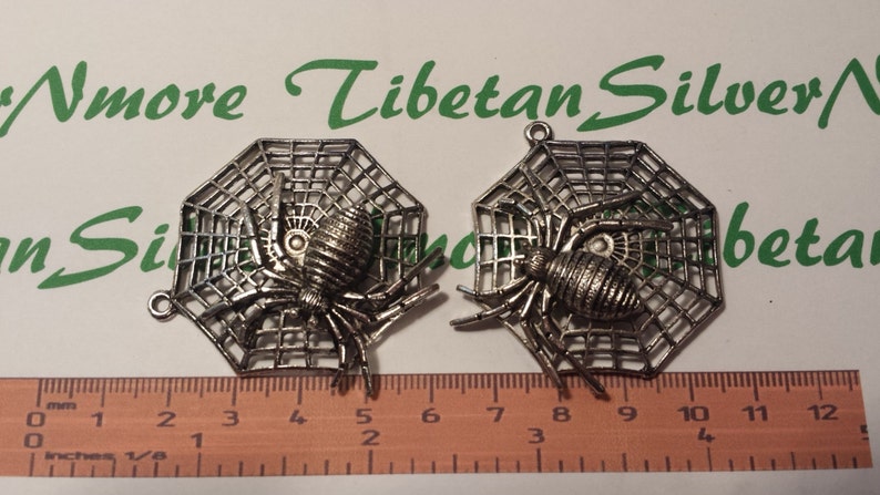 2 pcs per pack 50x49mm Large Spider Web Pendant Antique Silver Finish Lead free Pewter