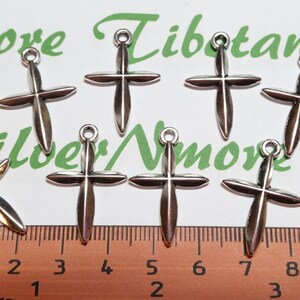 14 pcs per pack 26x18mm Cross Charm Antique Silver Finish Lead Free Pewter