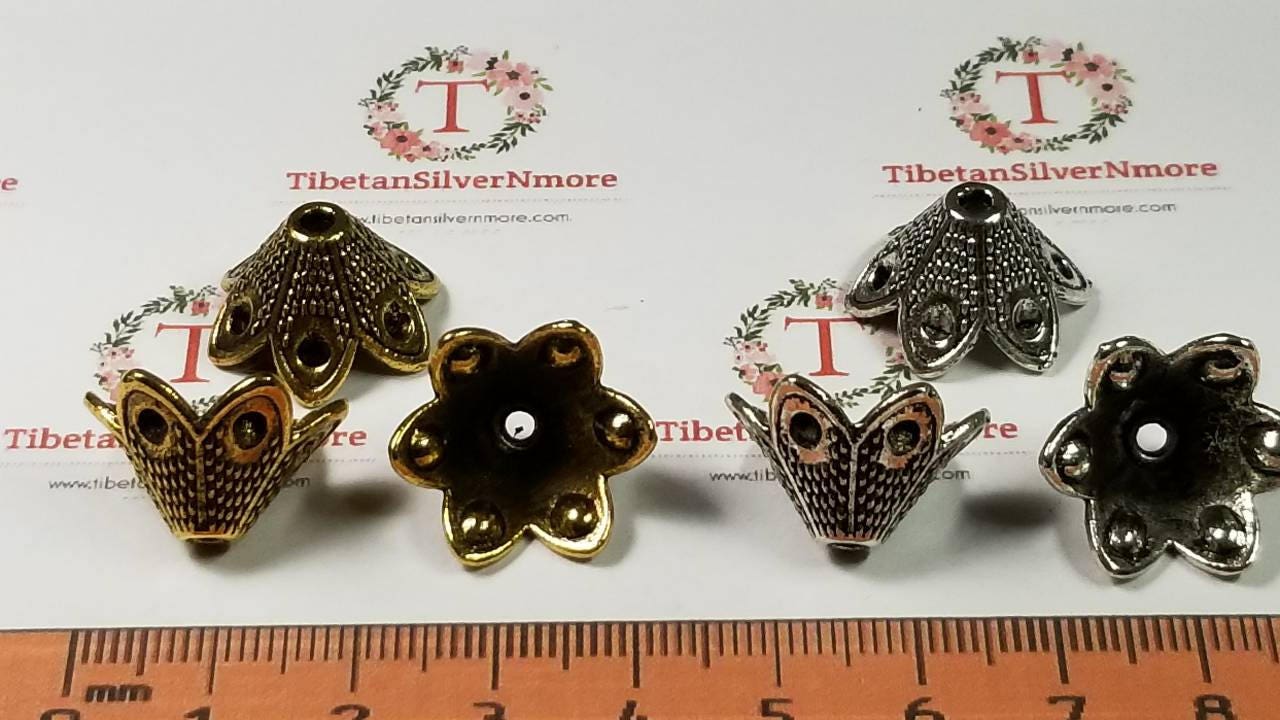 thumbnail interactive-video image 1 of 20 Lead-Safe Pewter Bead Cones 10x7mm - Ornate Silver Jewelry Making Findings 1 of 2