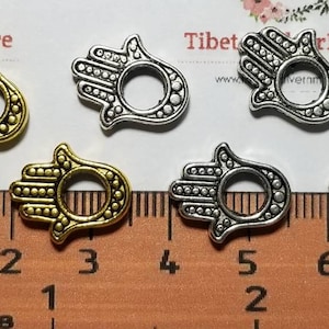 16 pcs per pack of 16x13mm 3mm thickness Reversible Hamsa Hand of Fatima Bead Frame in Antique Silver or Gold