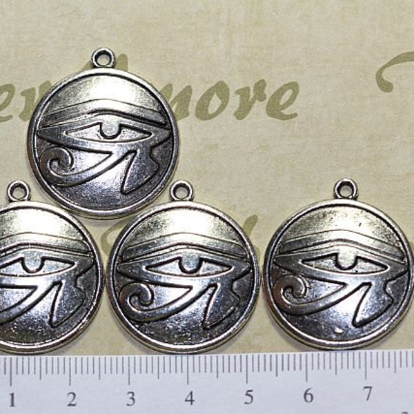 6 pcs per pack 25mm The cut out Eye of Ra or Eye of Horus Charm Antique Silver Finish Lead Free Pewter