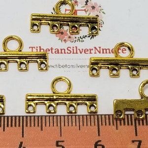 24 pcs per pack 20x6mm End Bar 4 strands Antique Gold Lead Free Pewter image 1