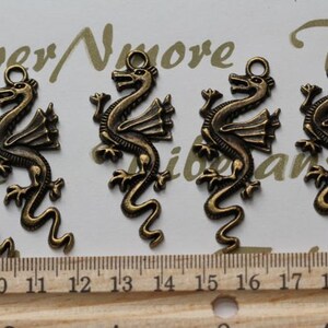 6 pcs per pack 50x20mm Dragon Pendant Antique Bronze Lead Free Pewter Large.