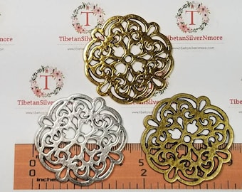 3 piezas por paquete de Colgante de Filigrana mediano de 41 mm en color a elegir Peltre sin plomo