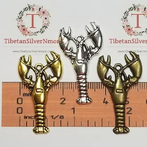 8 piezas por paquete 40 x 20 mm Dijes de langosta Acabado en plata antigua, oro o bronce Peltre sin plomo