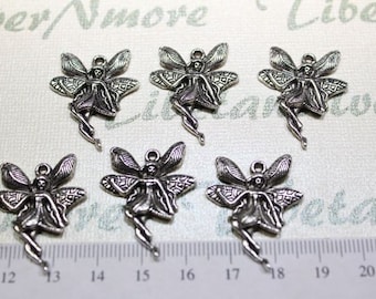 15 pcs per pack 24mm Fairy Charms Antique Silver Lead free Pewter.