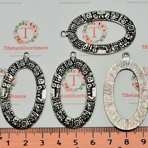 4 pcs per pack 42x28mm Oval Mayan Glyph Charm Antique Silver Finish Lead Free Pewter