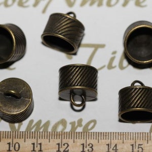 6 pcs per pack 14mm 10mm deep and 14mm Opening Smooth End Cord Antique Silver or Bronze Finish Lead Free Pewter