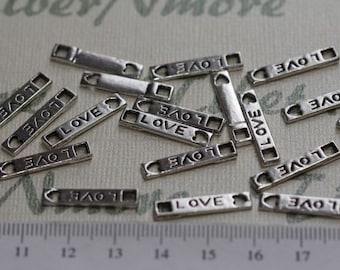 36 pcs 22x4mm Love message Link Antique Silver lead free Pewter