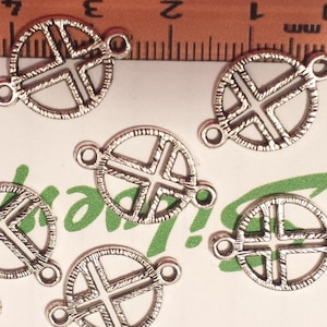 24 pcs per pack 20mm Cross Cut out Sideways Loop Silver Finish Lead Free Pewter
