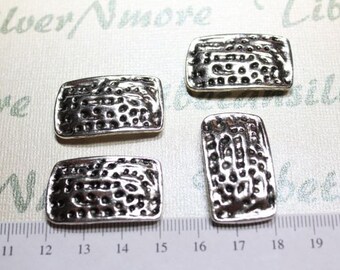 4 pcs per pack 30x20mm Solids Hammered Rectangle Double Spacer Bar Antique Silver Lead Free Pewter