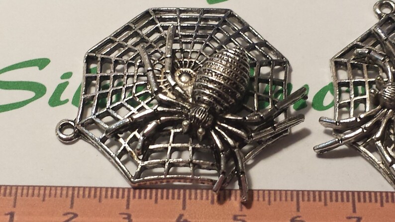 2 pcs per pack 50x49mm Large Spider Web Pendant Antique Silver Finish Lead free Pewter