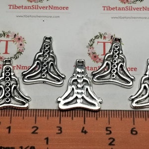 10 pcs per pack 22x18mm Chakra Yoga sitting position Charm Antique Silver Finish Lead free Pewter image 4